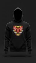 Mission Red Print Hoodie in Jet Black